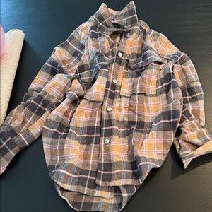 Zara Women's Plaid Button Down Shirt - Gray, Pink, Tan